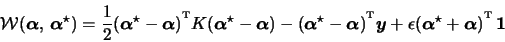 \begin{displaymath}\mathcal{W}(\boldsymbol{\alpha}, \, \boldsymbol{\alpha}^{\sta...
...oldsymbol{\alpha})^{\raisebox{2pt}{\tiny T}} \, \boldsymbol{1}
\end{displaymath}