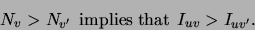 \begin{displaymath}
N_v>N_{v'}\;  {\rm implies}\;{\rm that} \; I_{uv}>I_{uv'}.
\end{displaymath}