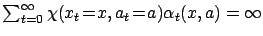 $ \sum_{t=0}^{\infty} \chi(x_t\!=\!x, a_t\!=\!a) \alpha_t(x,a) =
\infty$