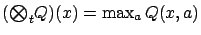 $ ({\textstyle\bigotimes}_t Q) (x) = \max_a Q(x,a)$