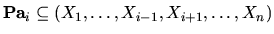 ${\bf Pa}_i\subseteq (X_1,\ldots,X_{i-1},
X_{i+1},\ldots,X_n)$